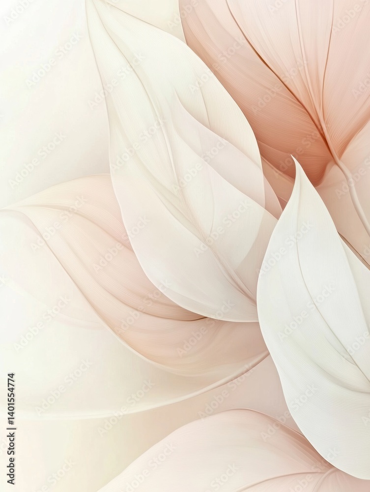 Leinwandbilder Pastel leaf pattern with organic curves in a soft, natural background emphasizing tranquility and simplicity