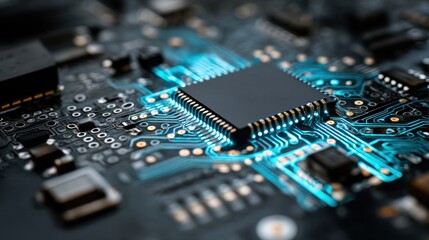 modern technology material with a blue circuit board .