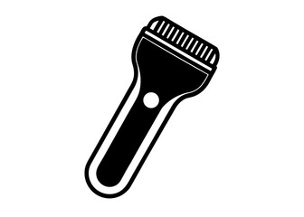 Obraz premium Minimalist Flashlight Icon: A stark, monochromatic image of a flashlight against a clean, minimalist background, perfect for design projects related to light and technology. 