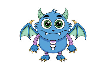 Fototapeta premium Cute Multi Eyed Cartoon Monster with Wings