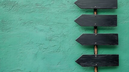 Arrows directions signpost wayfinding guidance choice decision pointer direction signs green wall texture