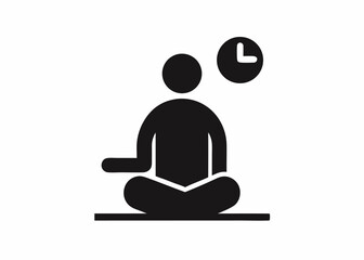 Time for Inner Peace: A minimalist illustration of a meditating figure, perfectly capturing the essence of mindfulness, the calm embrace of the present, enhanced by a time clock element.