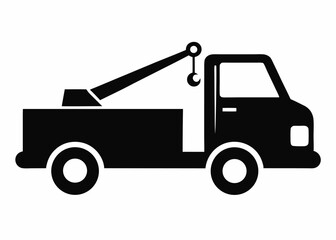 Tow Truck Silhouette: A stark, graphic depiction of a tow truck against a minimalist backdrop, emphasizing its robust form and utilitarian function.