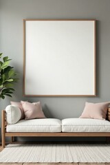 Simple modern oversized frame, clean lines, neutral tones, studio, stylish