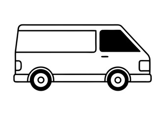 Commercial Delivery Van Illustration: A sleek, monochromatic illustration depicts a commercial delivery van, highlighting its functional design for efficient transportation.