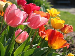 Naklejka premium tulips in the garden