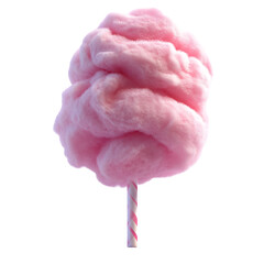 3D cotton candy icon isolated on transparent background featuring a fluffy colorful swirl ideal for carnival treats dessert
