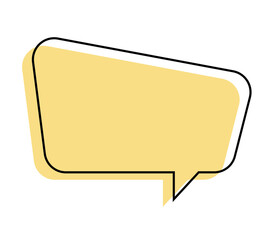 Minimal yellow speech bubble doodle vector sticker, flat message box, blank chat box element, frame border, banner