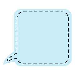 Blank dot line speech bubble balloon square shape, doodle sticky note, empty text box banner reminder planner, frame, think, speak, talk, message template, flat design vector illustration