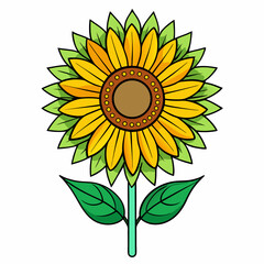 Fototapeta premium sunflower isolated on white Vector icon illustration silhouette Graphics design white background 