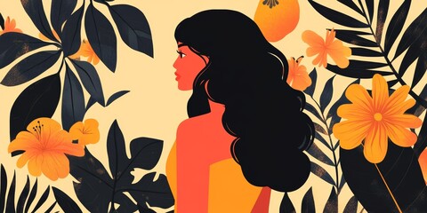 Woman Wearing Sunglasses Amidst Vibrant Tropical Foliage During a Sunny Day, Showcasing a Relaxed Summer Vibe and Youthful Spirit