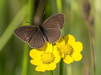 A brown butterfly on a yellow flower, winner of a stock photo contest