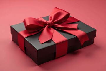 Obraz premium Elegant chocolate box with satin ribbon, isolated , treat, present, brown