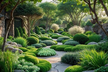 Fototapeta premium Lush Green Outdoor Herb Garden Environments