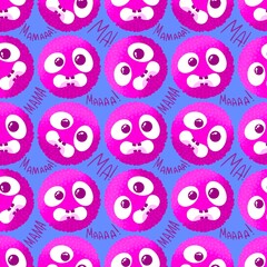 Cartoon doodle seamless monsters pattern for kids clothes print and wrapping paper and fabrics