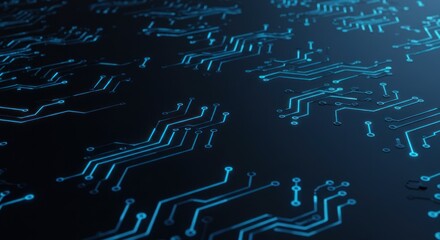 Blue circuit board pattern representing technology artificial intelligence or computer hardware.