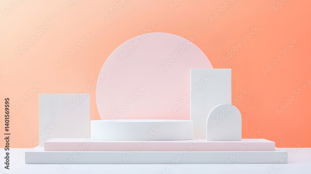 Aufkleber 白とピンクの幾何学的抽象的なプラットフォームの製品展示デザイン背景