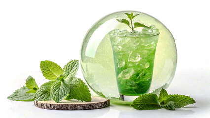 Summer Green Drink Inside a Mint-Glowing Planet