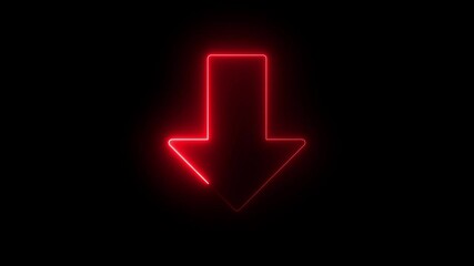 Glowing neon line swipe down arrow icon. download icon sign. down arrows icon. Download arrow animation. Bouncing down icon