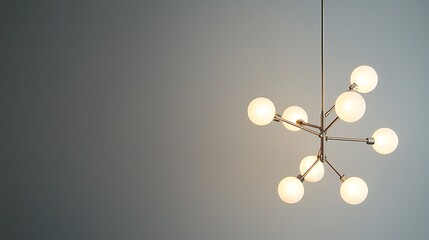 Obraz premium Modern interior chandelier with LED design, featuring a minimalist look and ample copy space for text or design