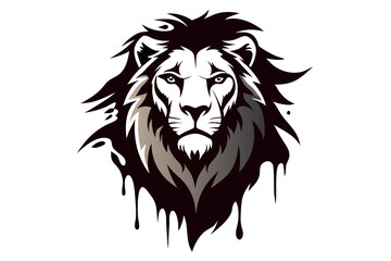 Fototapeta premium Lion Head Tattoo with Vector Paint Style