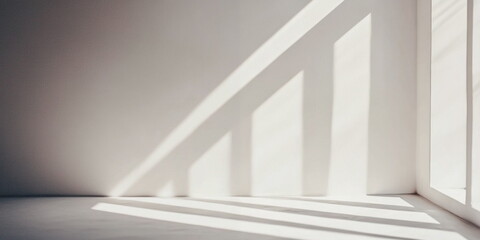 Minimalist interior with light and shadows creating patterns  