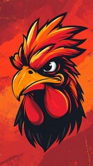 Obraz premium Rooster Portrait, Fierce Style