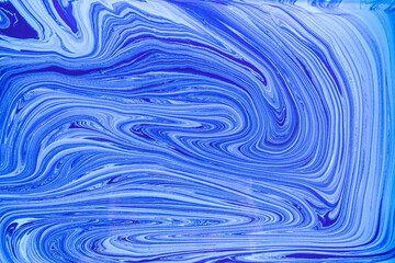 Blue and White Acrylic Paint Marble Abstract Texture Swirls