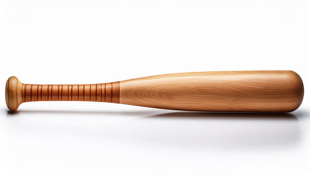 Wooden Baseball Bat on White Background