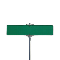 A blank green street sign stands ready for its message, a silent promise of directions and adventures to come, against a transparent background