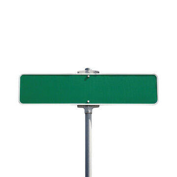 A blank green street sign stands ready for its message, a silent promise of directions and adventures to come, against a transparent background