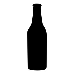 beer bottle black silhouette icon - of a soft drinks beer bottle, simple vector art