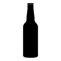 beer bottle black silhouette icon - of a soft drinks beer bottle simple vector art
