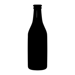 beer bottle black silhouette icon - of a soft drinks beer bottle simple vector art