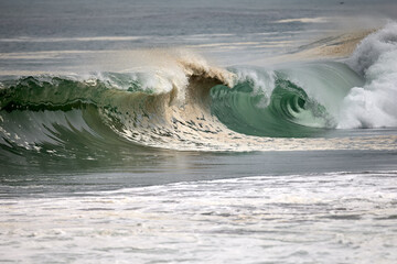 Big stormy breaking sea wave. Peruvian Coastline-Caplina La Herradura Chorrillos.