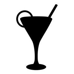 cocktail glass black silhouette icon - of a soft drinks cocktail glass simple vector art