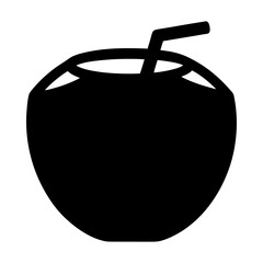 coconut drink black silhouette icon - of a soft drinks coconut drink simple vector art