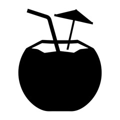 coconut drink black silhouette icon - of a soft drinks coconut drink simple vector art