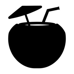 coconut drink black silhouette icon - of a soft drinks coconut drink simple vector art