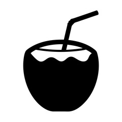 coconut drink black silhouette icon - of a soft drinks coconut drink simple vector art