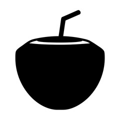 coconut drink black silhouette icon - of a soft drinks coconut drink simple vector art