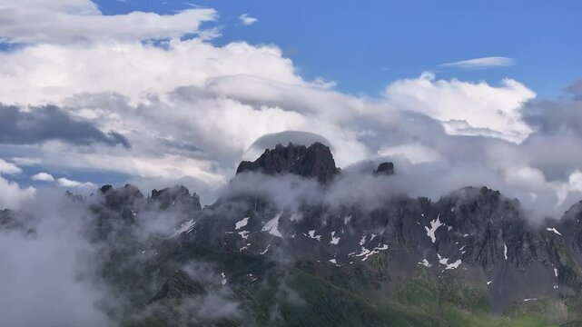 Foggy Kackar Mountains in the Fog Drone Video, Kackar Mountains Plateau Ayder, Camlihemsin Rize, Turkiye (Turkey)