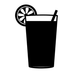 glass of iced lemonade black silhouette icon - of a soft drinks glass of iced lemonade simple vector art