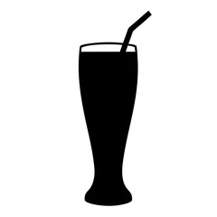 glass of iced lemonade black silhouette icon - of a soft drinks glass of iced lemonade simple vector art