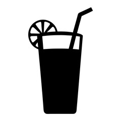 glass of iced lemonade black silhouette icon - of a soft drinks glass of iced lemonade simple vector art