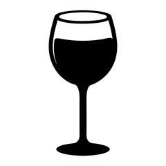 glass of ros black silhouette icon - of a soft drinks glass of ros simple vector art