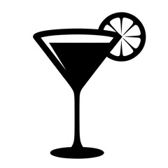 lemon drop martini black silhouette icon - of a soft drinks lemon drop martini, simple vector art