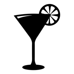 lemon drop martini black silhouette icon - of a soft drinks lemon drop martini simple vector art