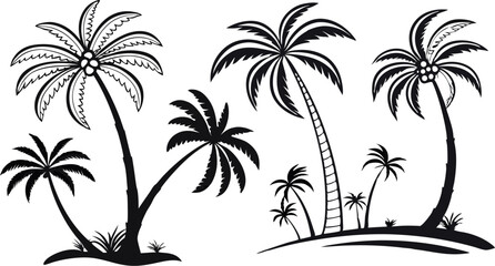Tropical Palm Tree Vector Illustration – Summer Beach Silhouette Design
