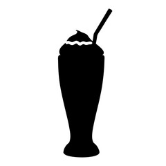 milkshake with whipped cream black silhouette icon - of a soft drinks milkshake with whipped cream simple vector art